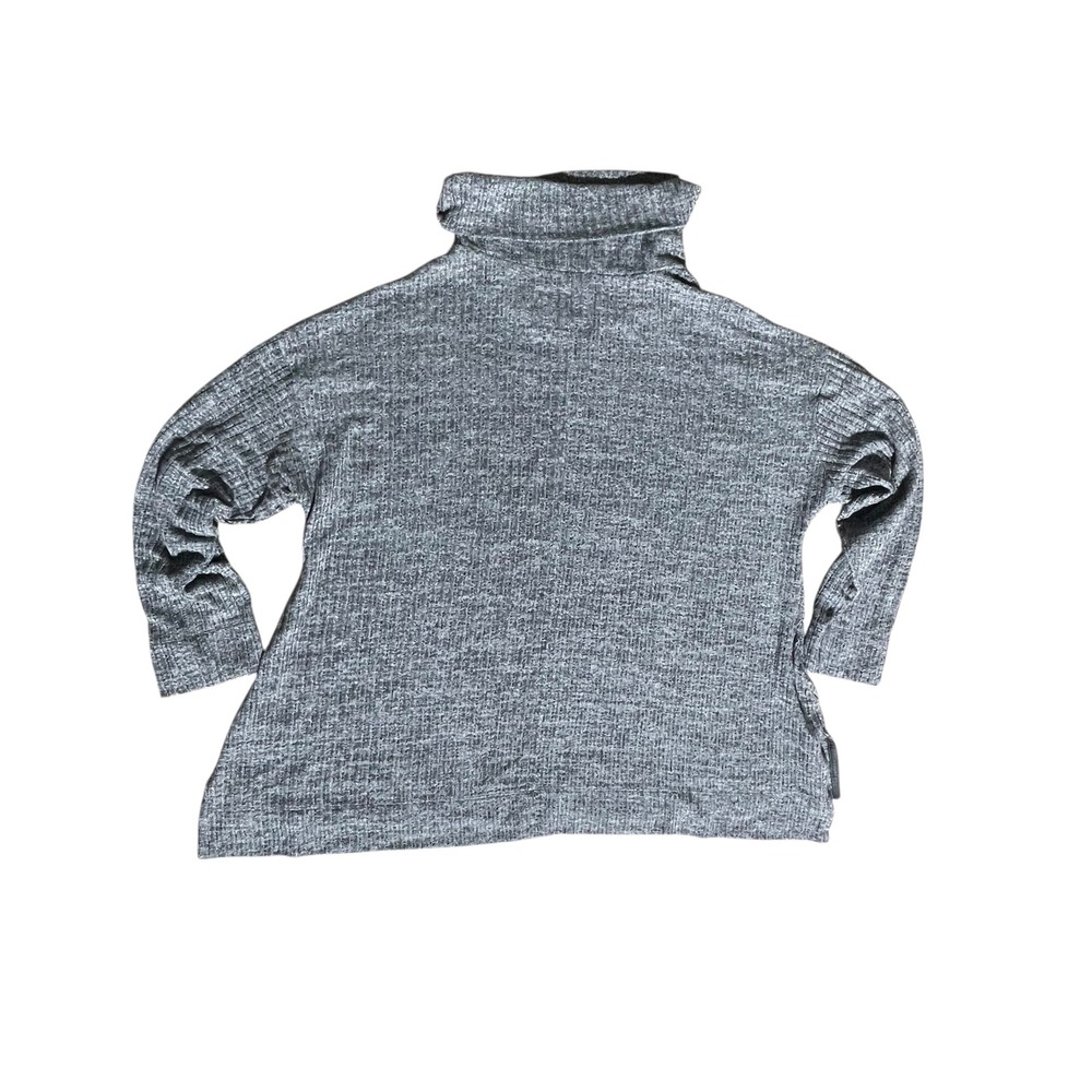 Maeve by Anthropologie Gray Ribbed Mock Neck Sweater Pullover